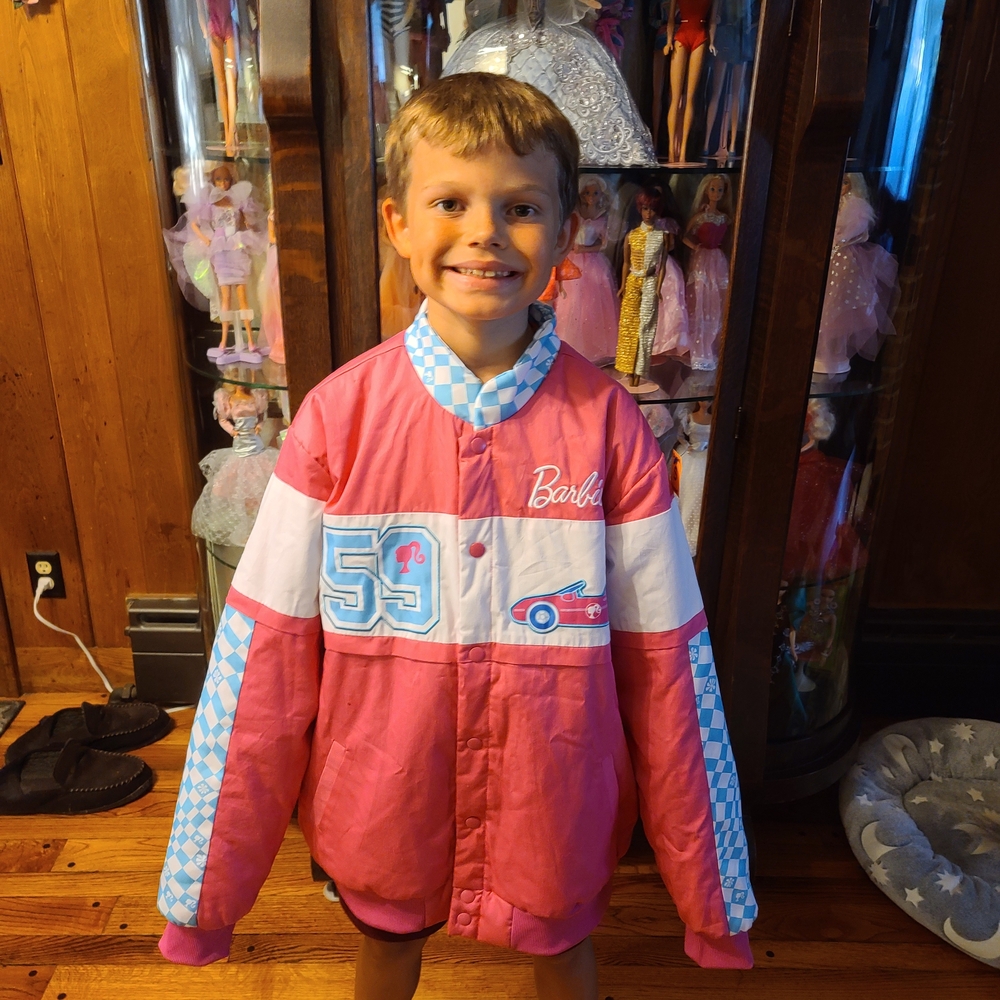 Barbie Pink Varsity Bomber Jacket Size SM